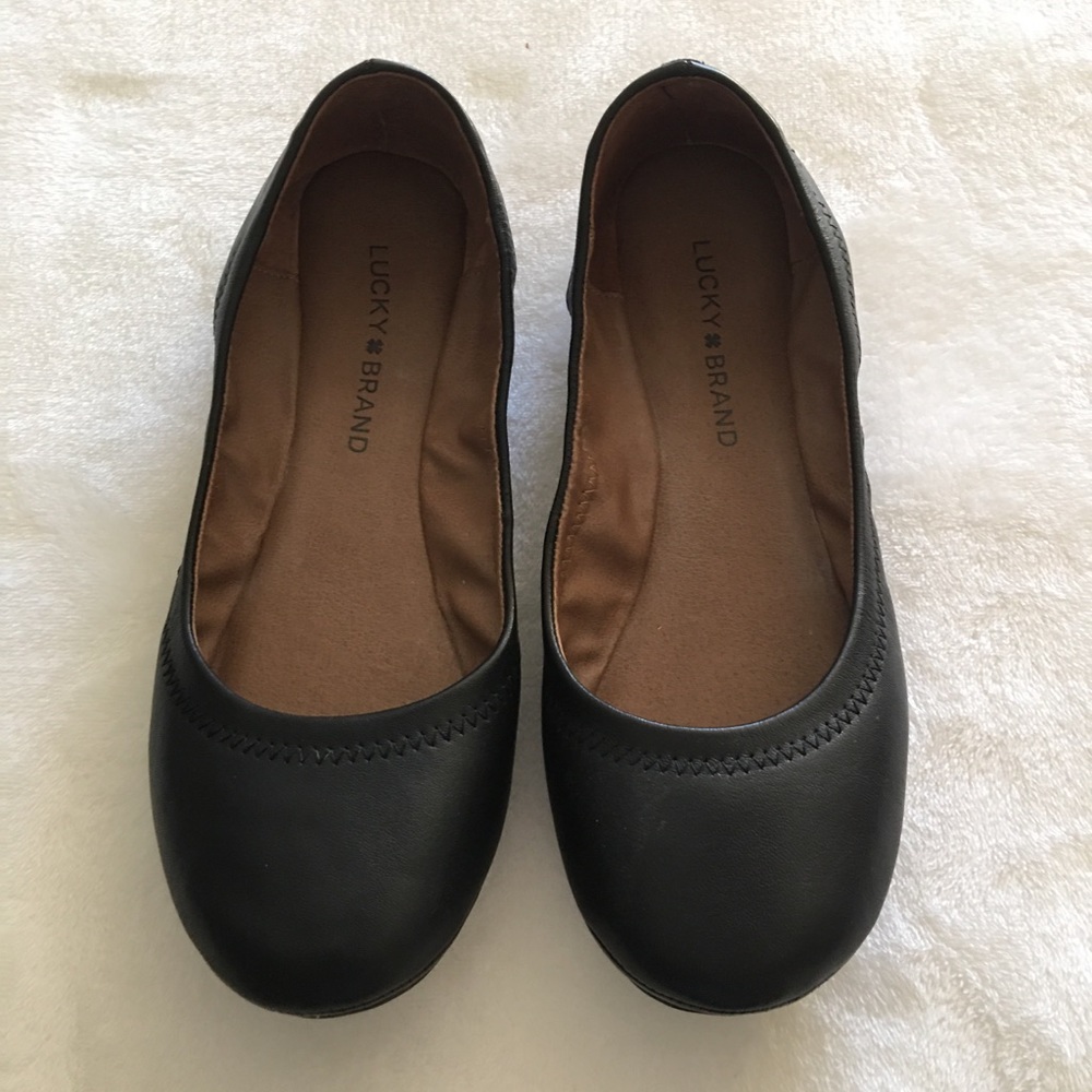 Lucky Brand Emmie, Size 7M, Black Leather, EUC